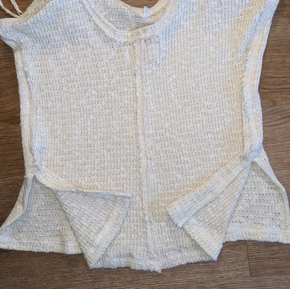Free People NWOT Don't Go Top sz XS Textured Cream Knit​​ - Picture 9 of 14
